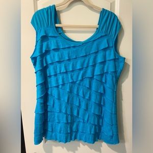 Rafaella XXL NWT ruffled tank top in cool turquoise